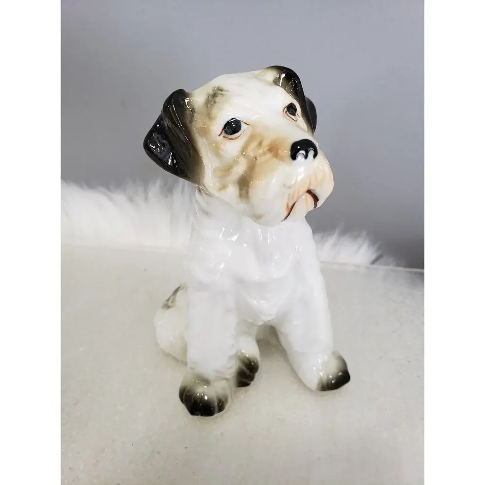 Vintage Ceramic Schnauzer Terrier Dog Figure Japan MCM‎ lot set 3 decor grandma